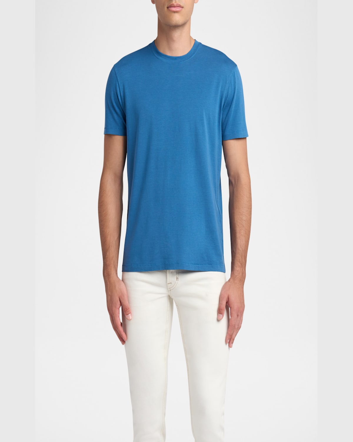 Tom Ford Men's Lyocell-cotton Crewneck T-shirt In Denim Blue