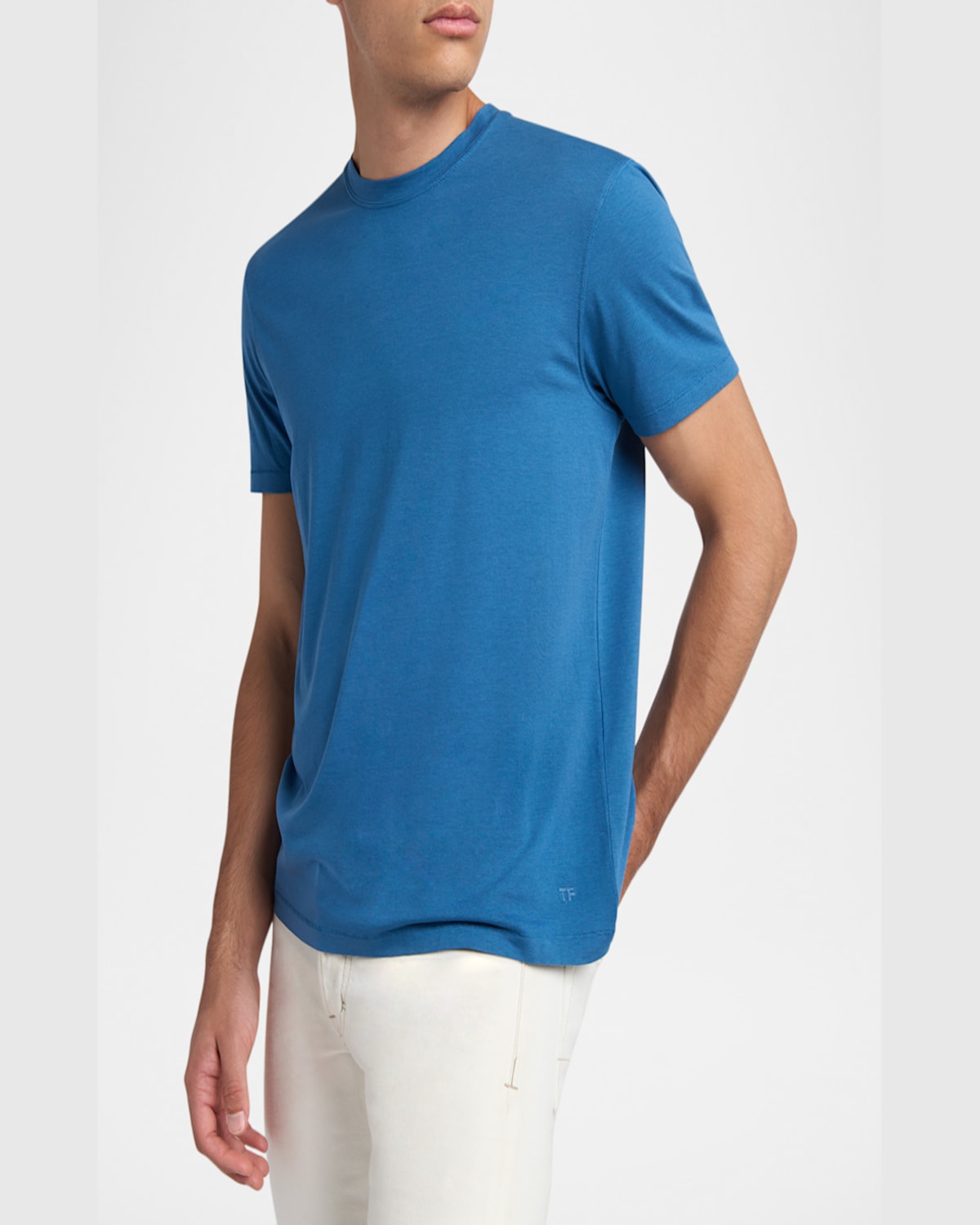 Tom Ford Men's Lyocell-cotton Crewneck T-shirt In Denim Blue