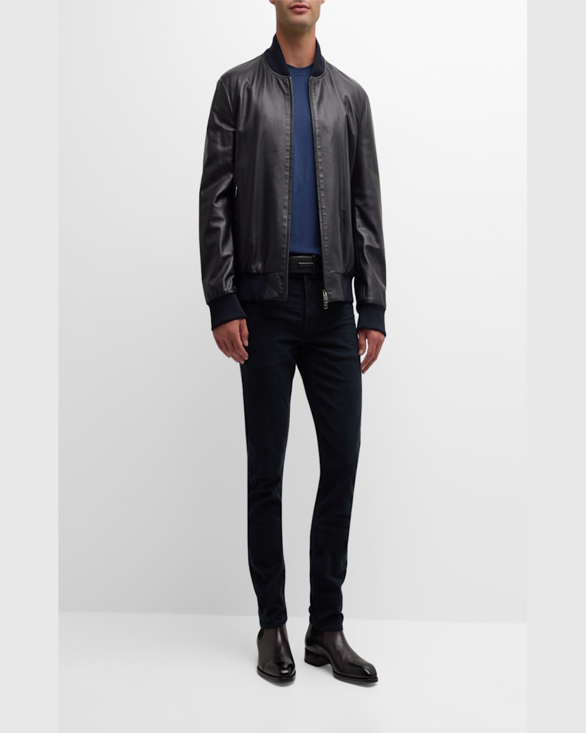 Tom Ford Men's Lyocell-cotton Crewneck T-shirt In Denim Blue