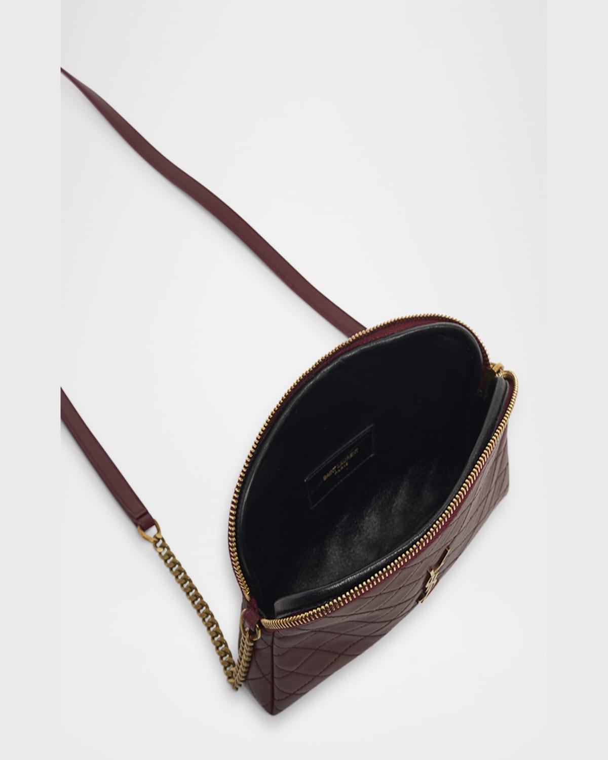 Saint Laurent Gaby Mini Ysl Crossbody Bag In Quilted Leather In Rouge Cabernet