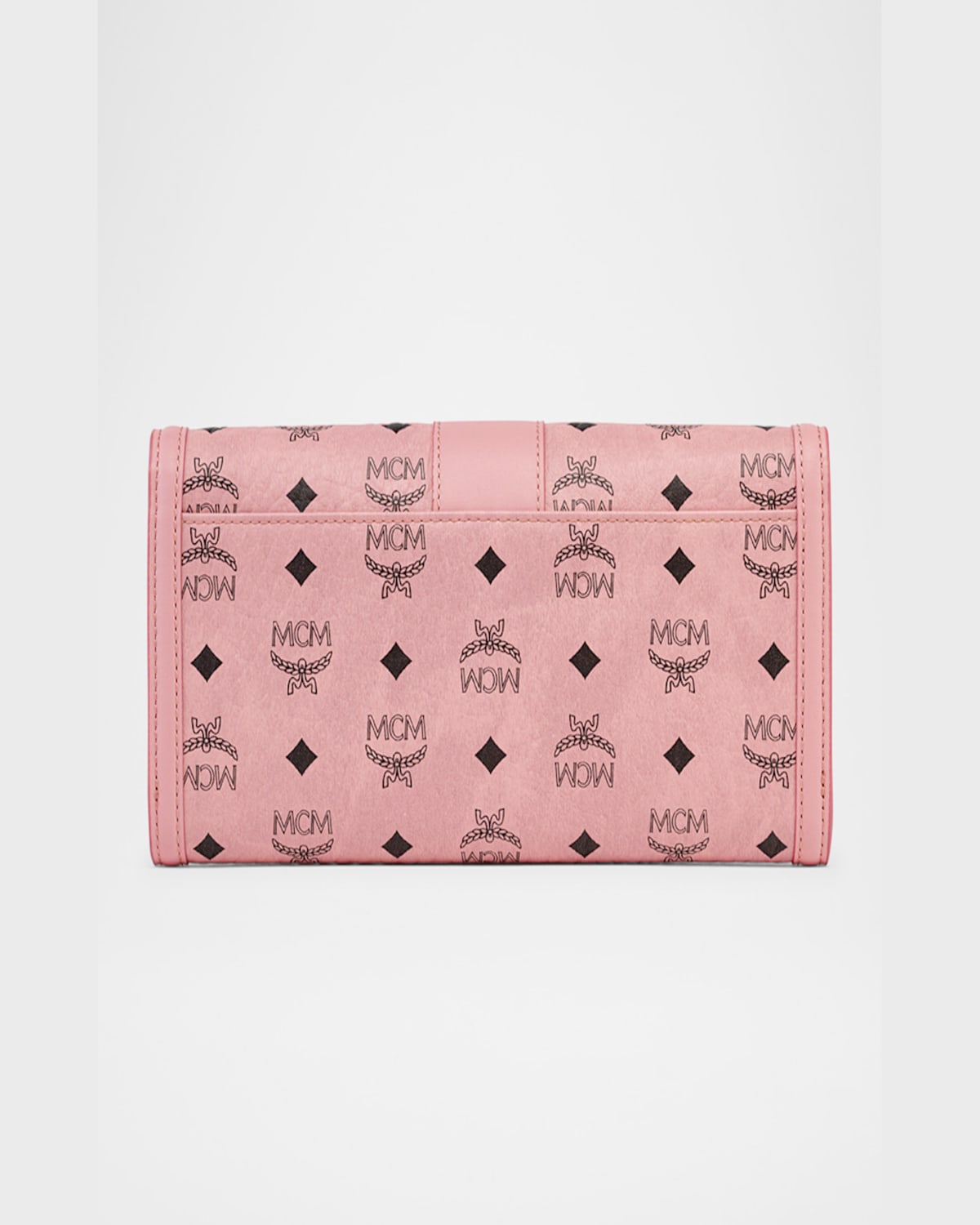 Mcm Tracy Large Monogram Wallet On Chain In Soft Pink