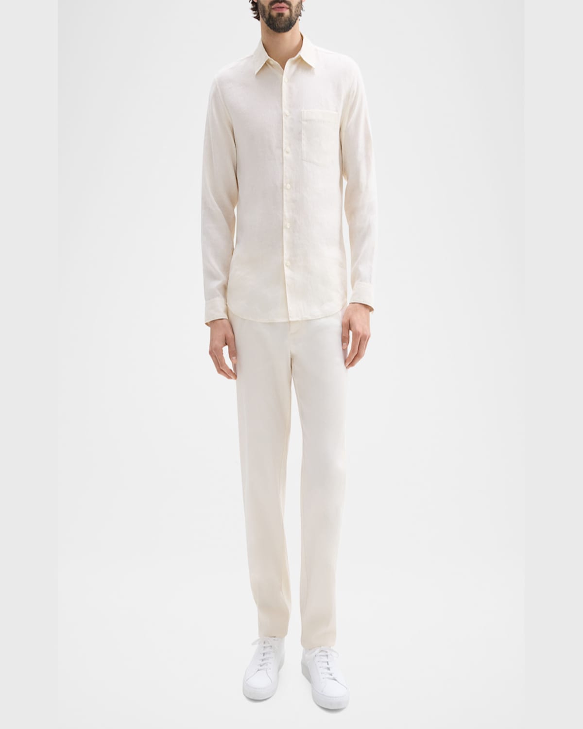 Theory Men's Solid Linen Sport Shirt In Neutral