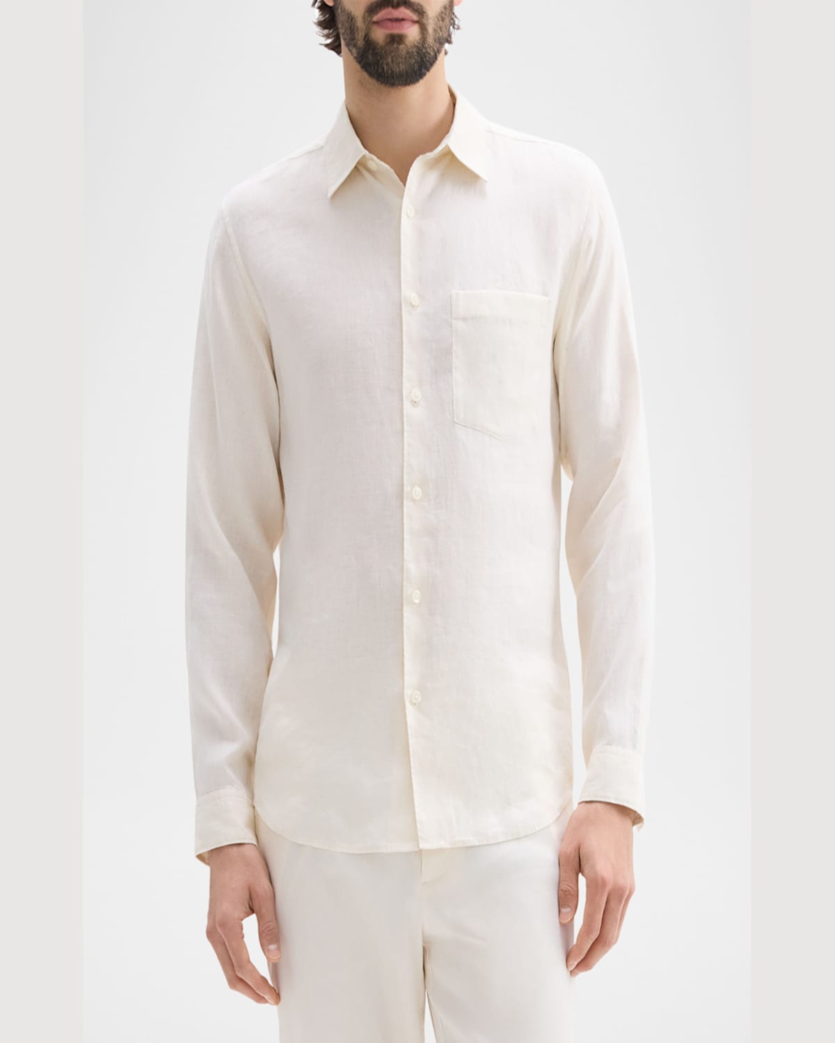 Theory Men's Solid Linen Sport Shirt In Neutral
