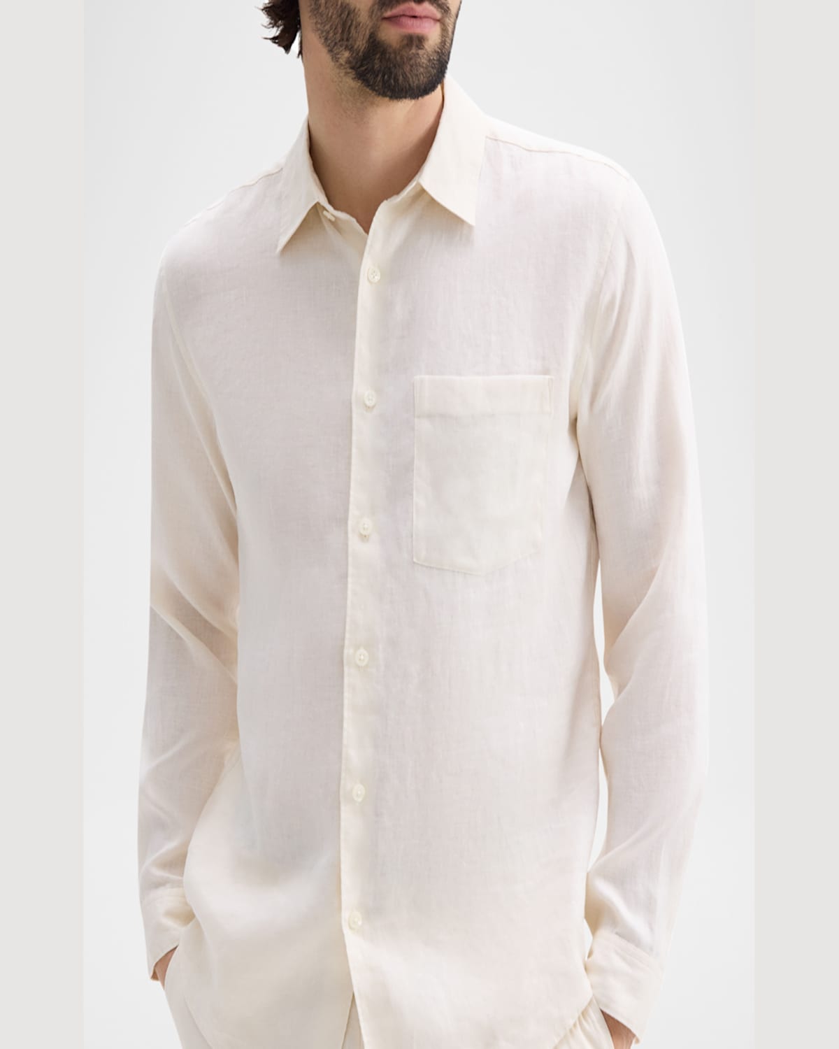 Theory Men's Solid Linen Sport Shirt In Neutral