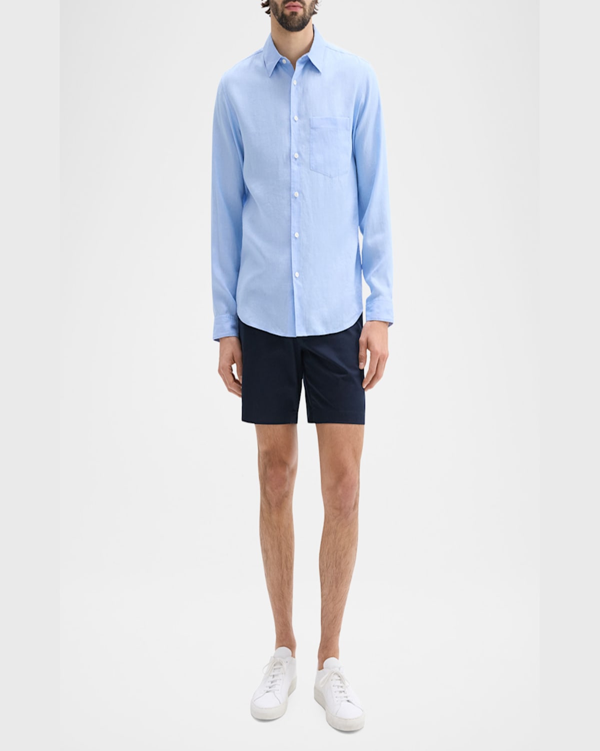 Theory Men's Solid Linen Sport Shirt In Neutral