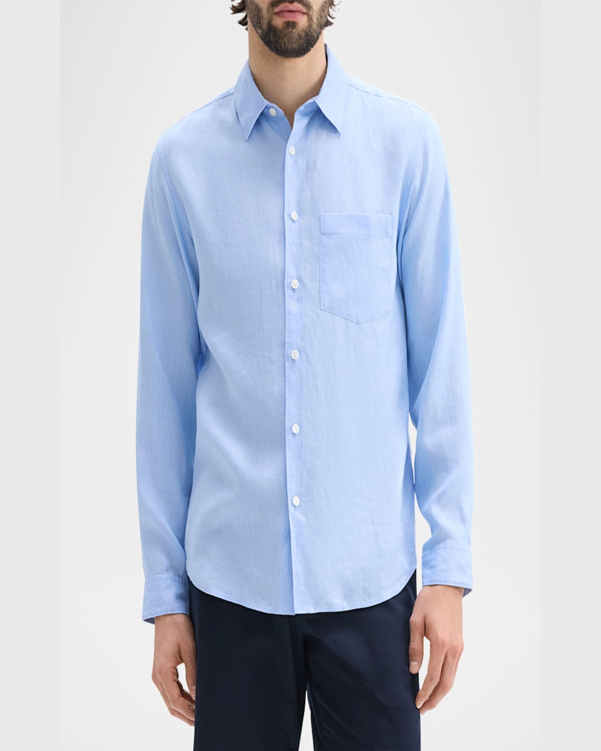 Theory Men's Solid Linen Sport Shirt In Neutral