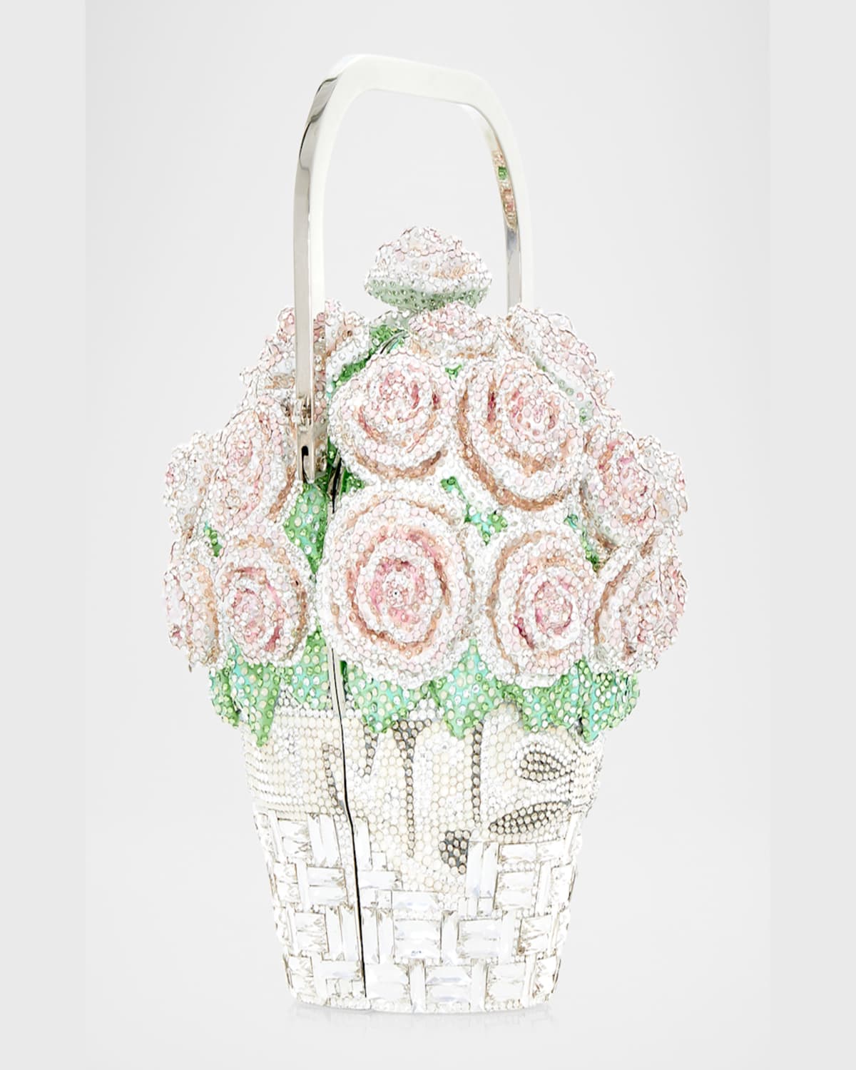 Judith Leiber Basket Of Roses Blush Bouquet Top-handle Bag In Silver Rhine Multi