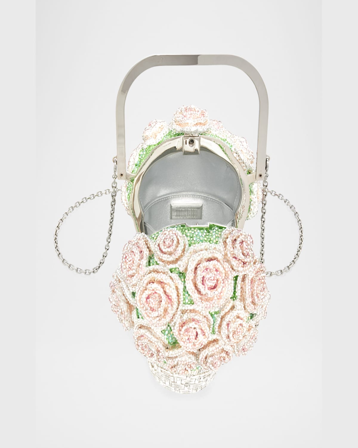 Judith Leiber Basket Of Roses Blush Bouquet Top-handle Bag In Silver Rhine Multi