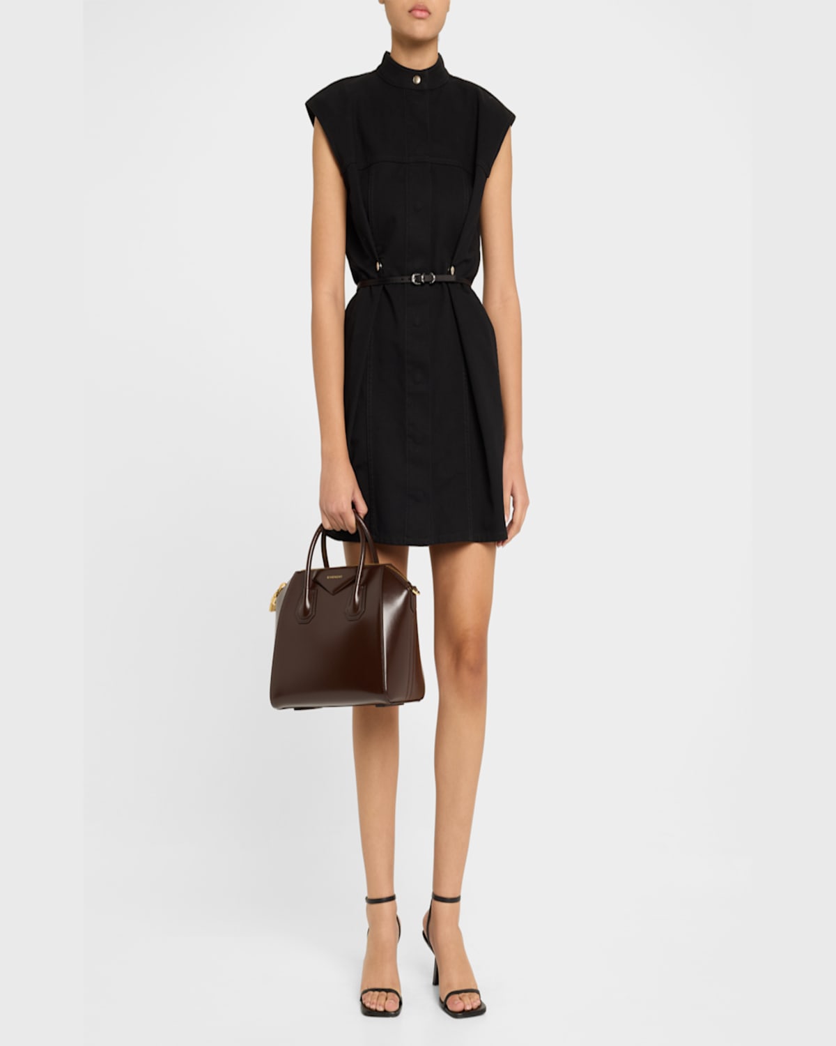 Givenchy Antigona Small Top Handle Bag In Box Leather In Ebony Brown