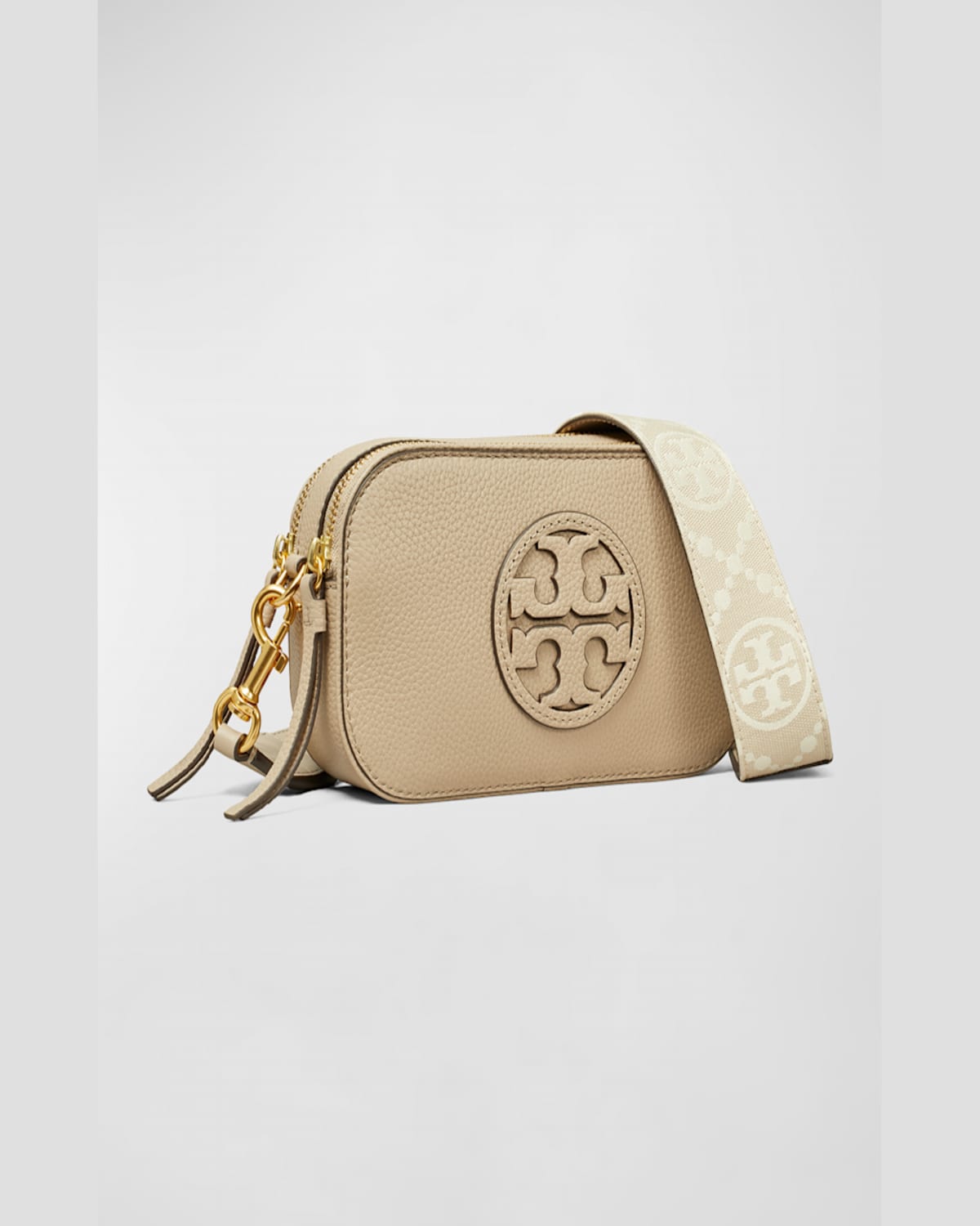 Tory Burch Beige Bag With Embossed Logo And Shoulder Strap In Fresh Clay
