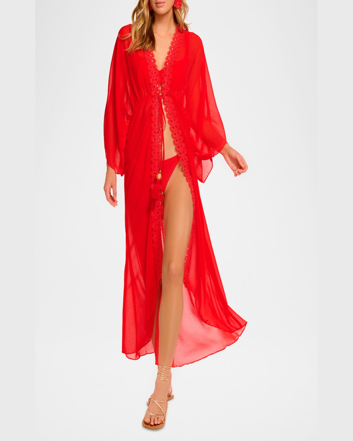 Shop Ramy Brook Raelynn Coverup Maxi Dress In Flame