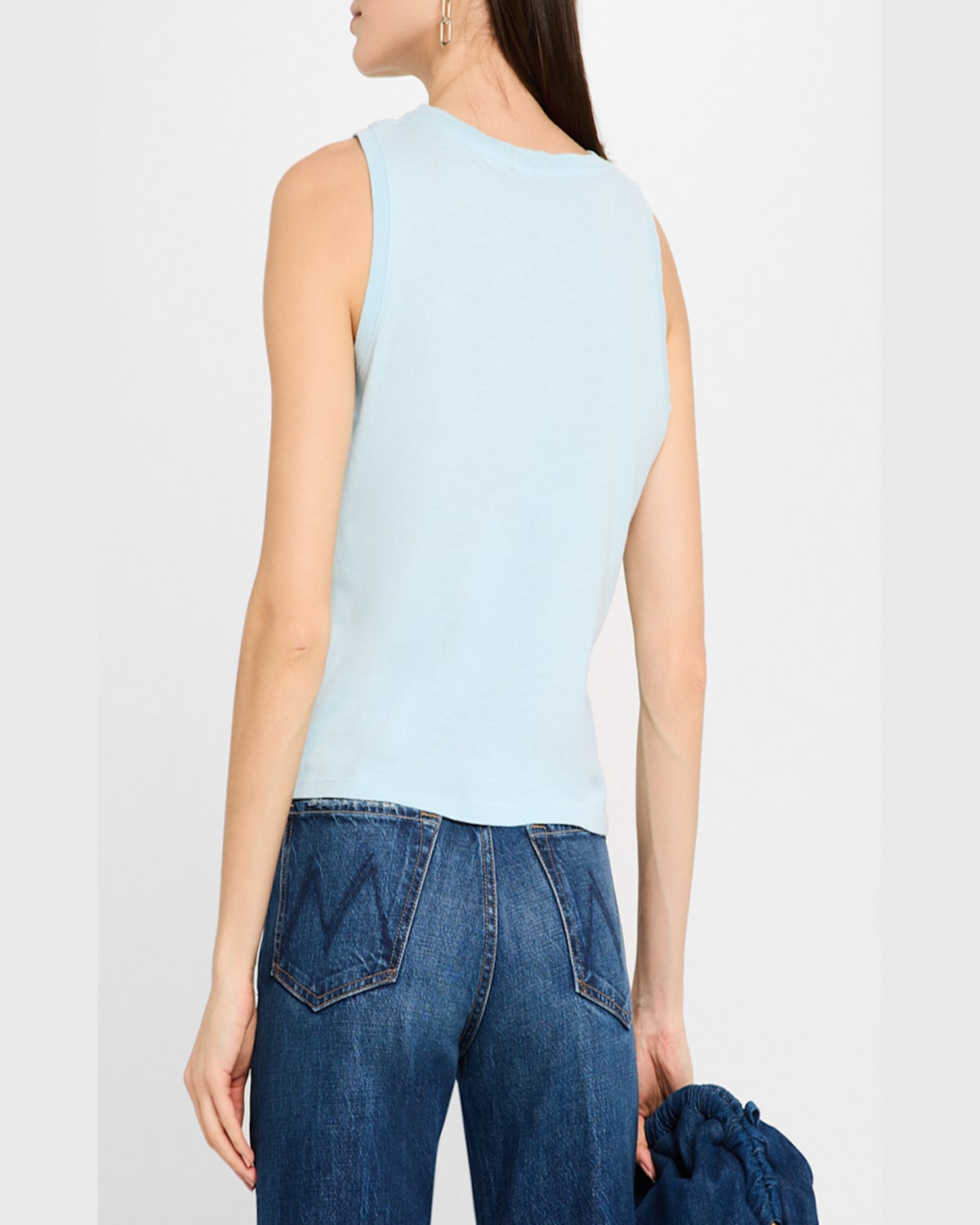 Mother The Strong And Silent Type Tank Top In Pastel Blue Tune In Tune Out