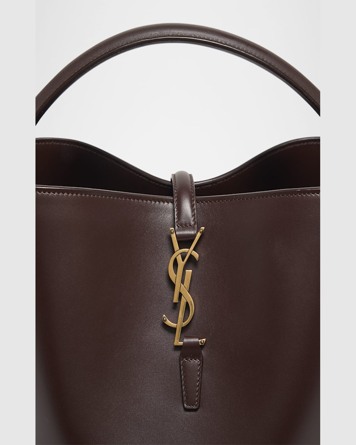 Saint Laurent Le 37 Ysl Bucket Bag In Smooth Leather In Dark Sweet Choco