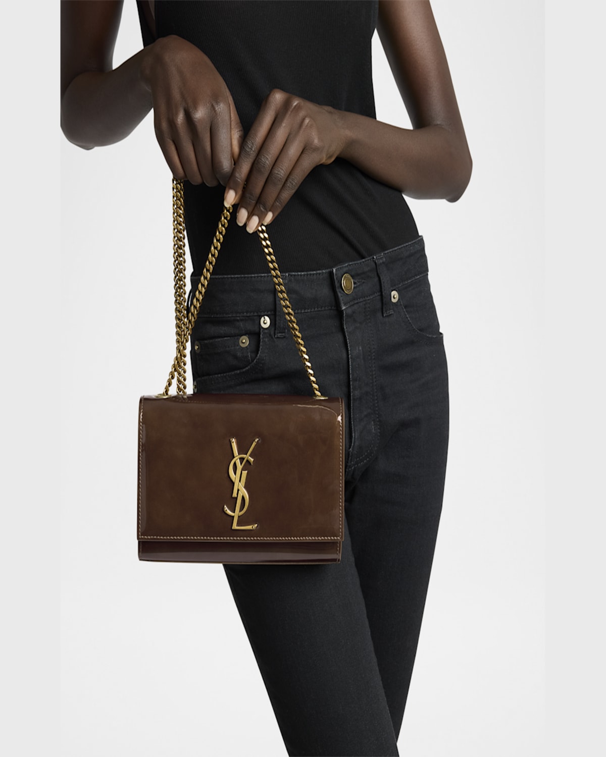 Saint Laurent Kate Small Ysl Crossbody Bag In Patent Leather