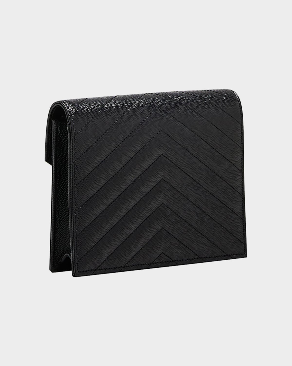 SAINT LAURENT YSL MONOGRAM SMALL WALLET ON CHAIN IN GRAINED LEATHER 
