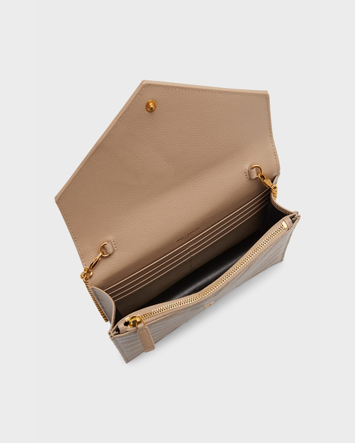 SAINT LAURENT YSL MONOGRAM SMALL WALLET ON CHAIN IN GRAINED LEATHER 