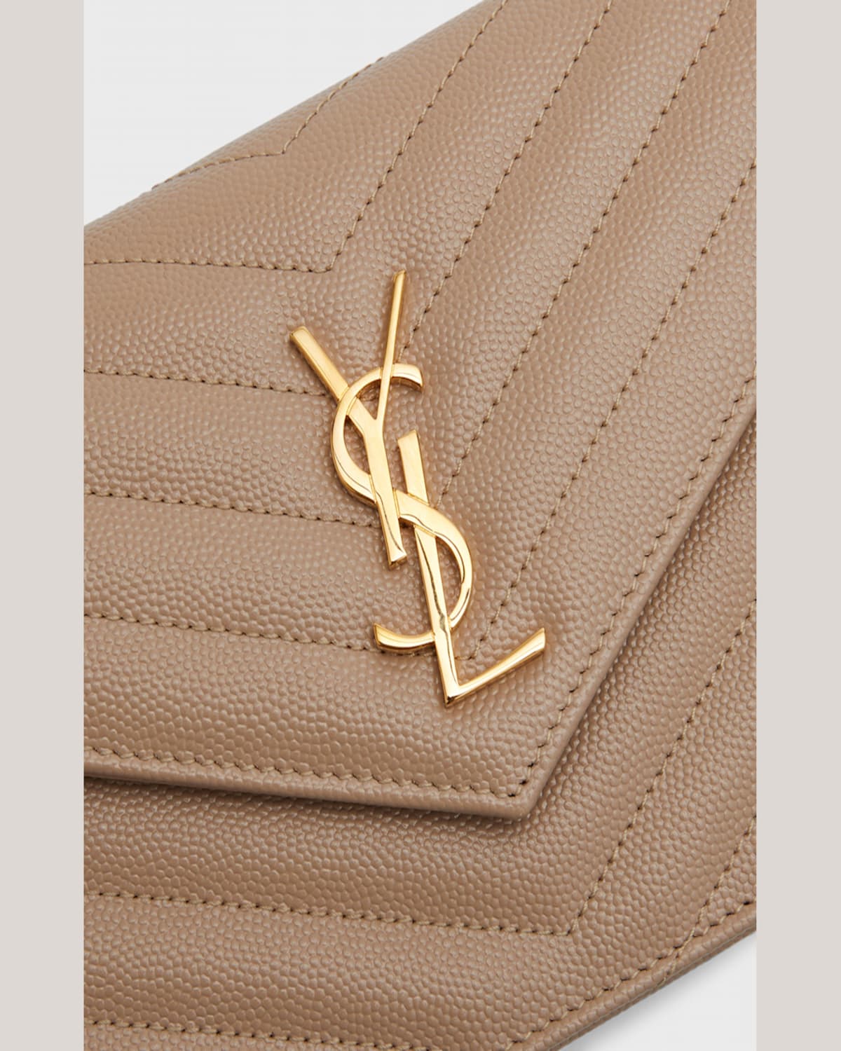 SAINT LAURENT YSL MONOGRAM SMALL WALLET ON CHAIN IN GRAINED LEATHER 