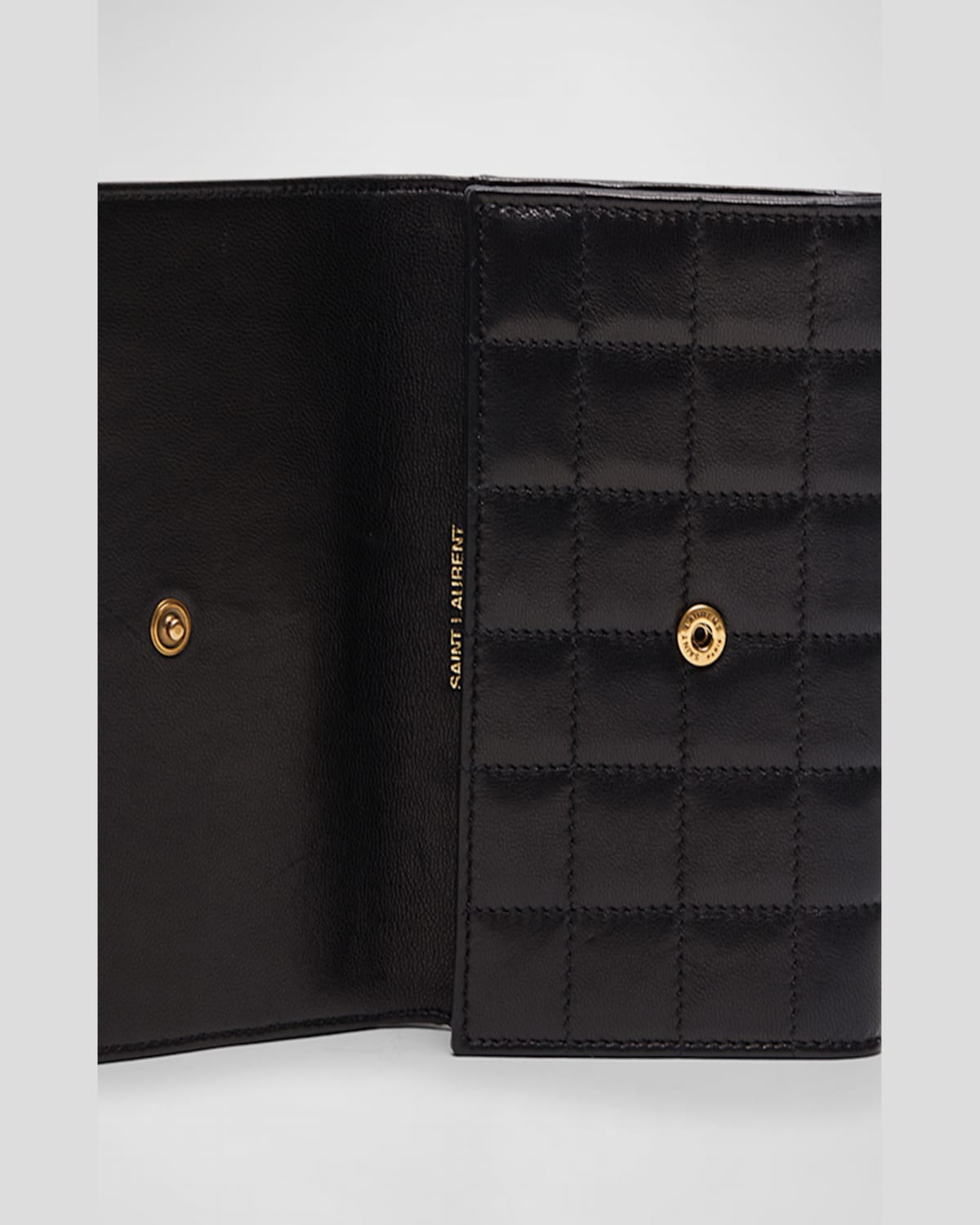 Saint Laurent Ysl Monogram Flap Small Wallet In Quilted Smooth Leather In Dark Toffee