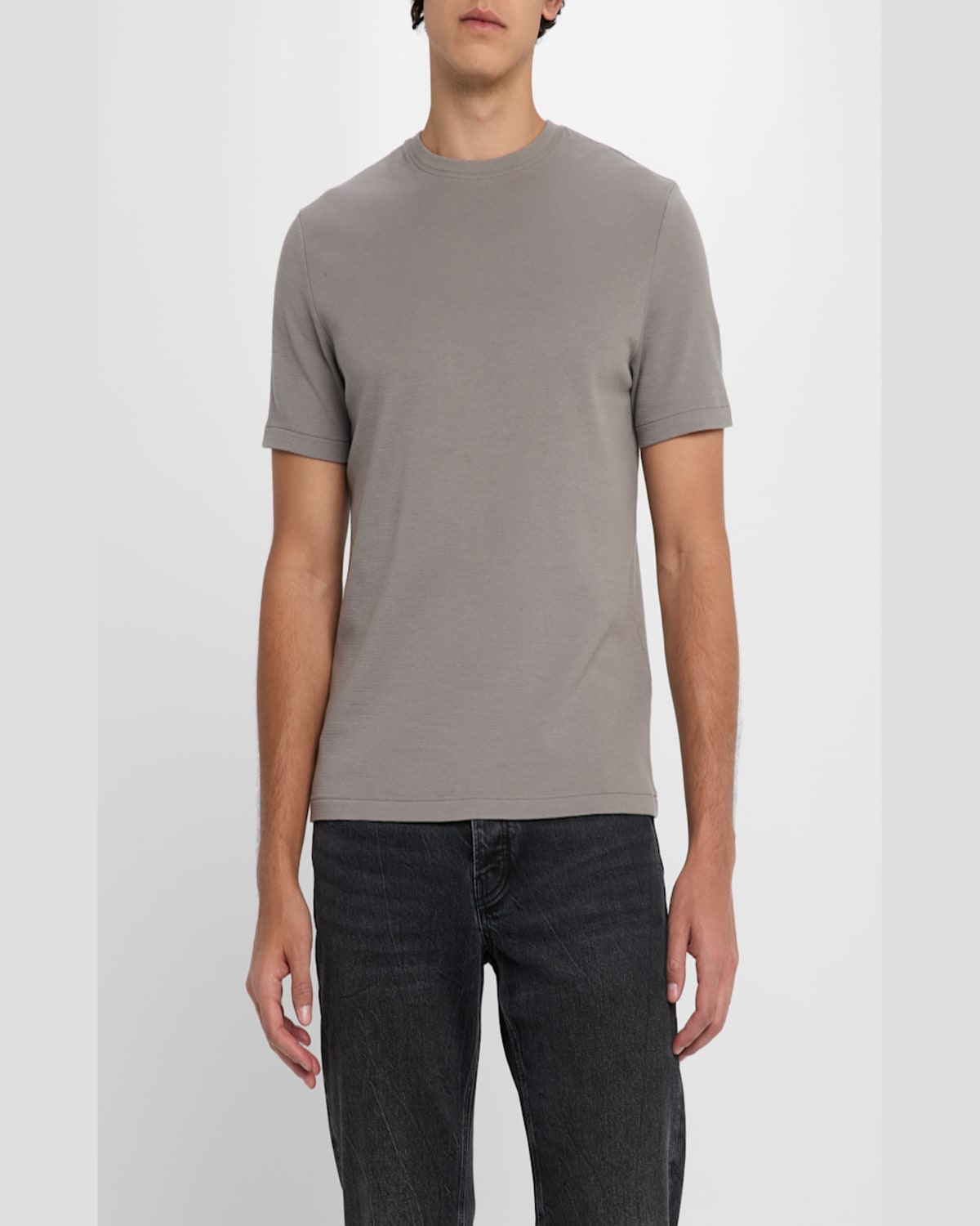 Frame Mens Crewneck Brand-embroidered Regular-fit Cotton-jersey T-shirt Storm Grey In Gray