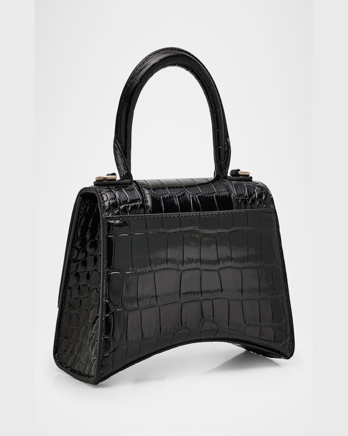 Balenciaga Hourglass Xs Croc-embossed Bag In 1000 Black