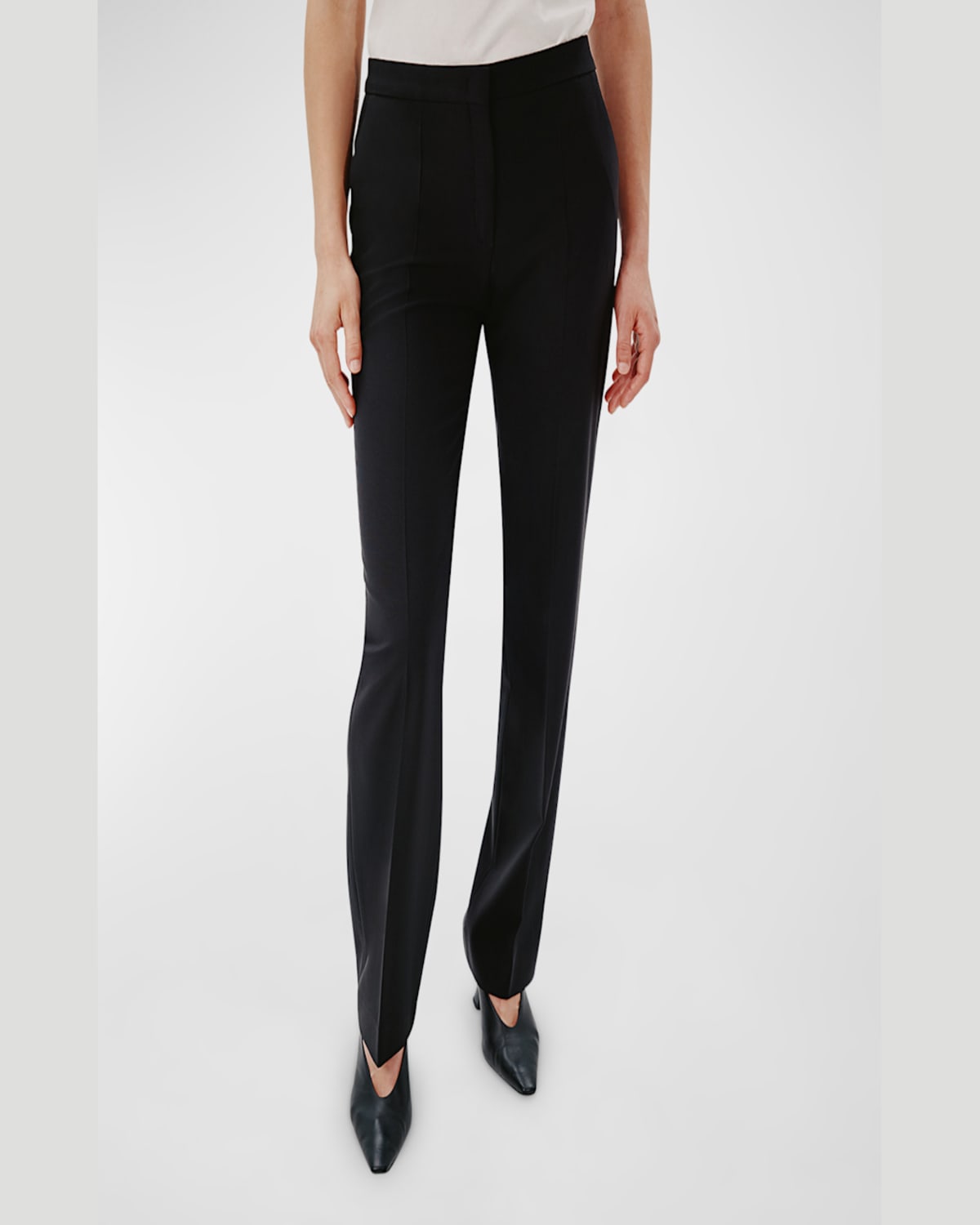 Another Tomorrow Merino Wool Classic Trousers In Navy