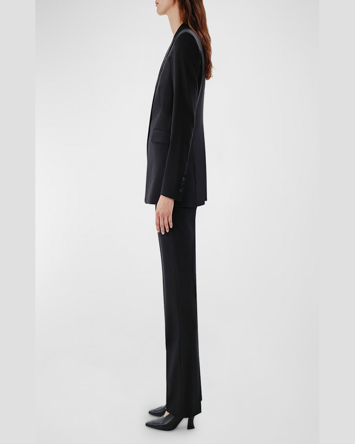 Another Tomorrow Merino Wool Classic Trousers In Navy