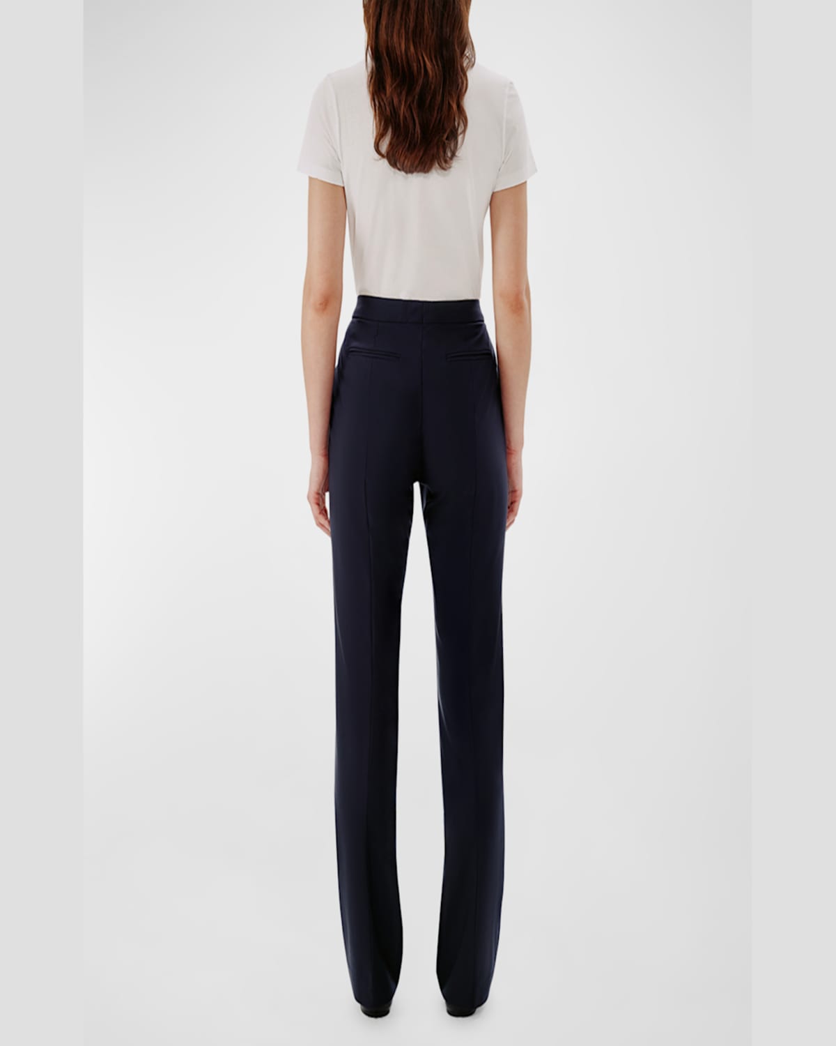 Another Tomorrow Merino Wool Classic Trousers In Navy