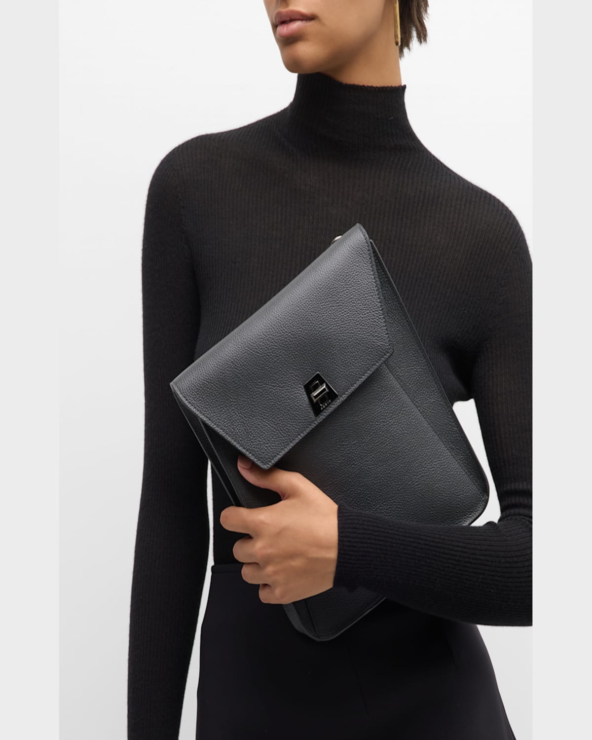 Shop Akris Anouk Medium Flap Leather Messenger Bag In Mocca