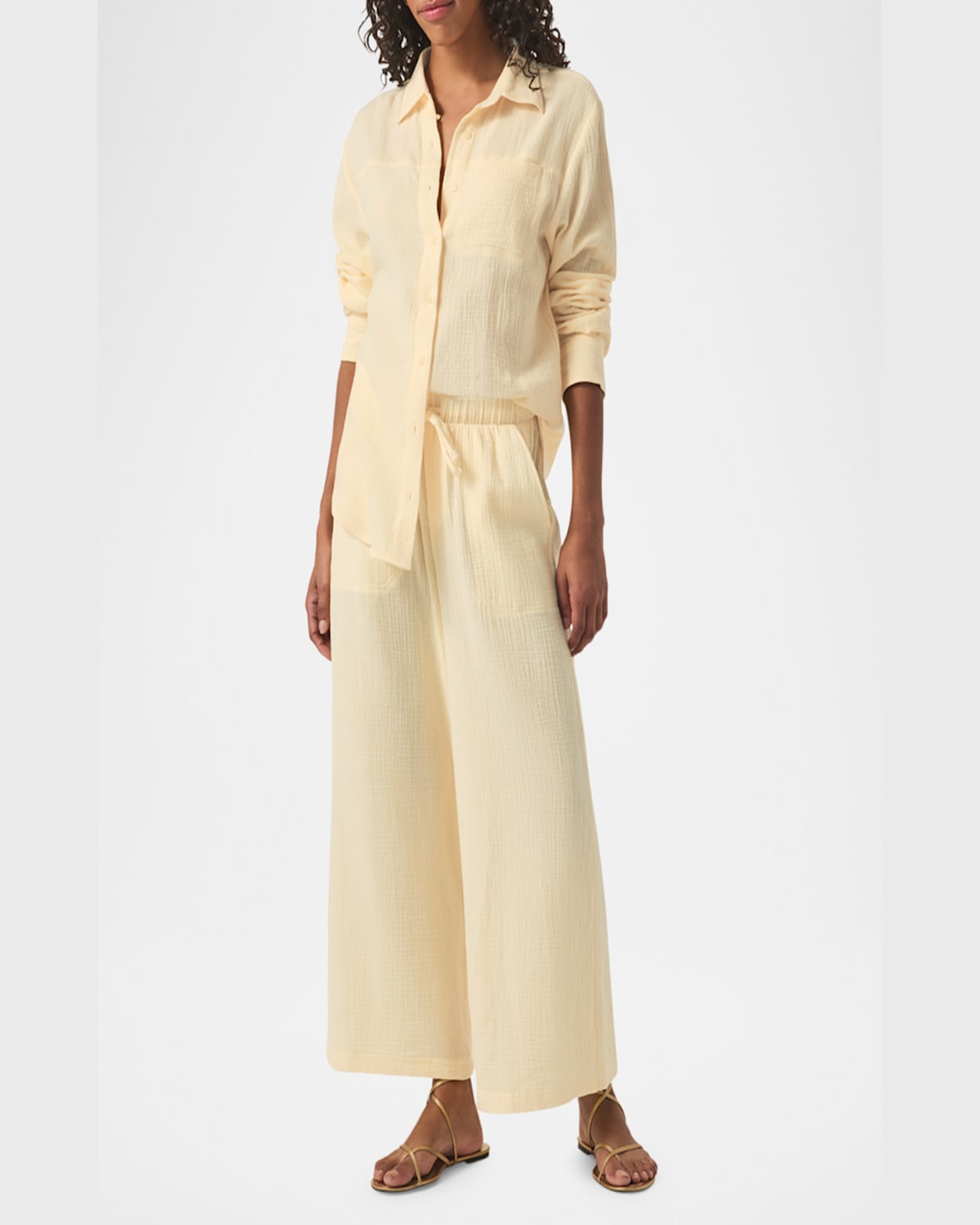 Splendid Kit Cotton Gauze Button-front Shirt In Limoncello