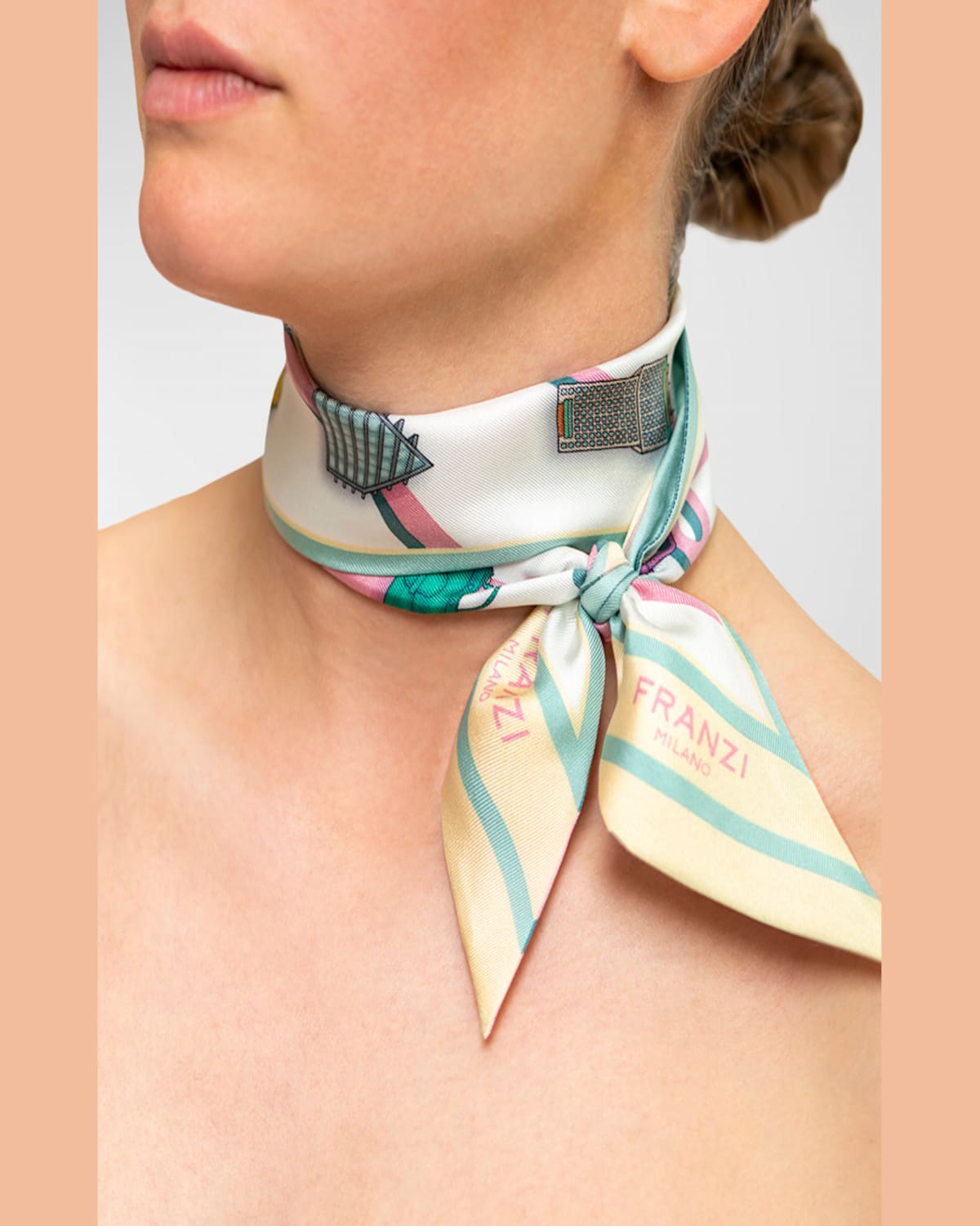 FRANZI PRINTED TWILL SILK BANDEAU SCARF 