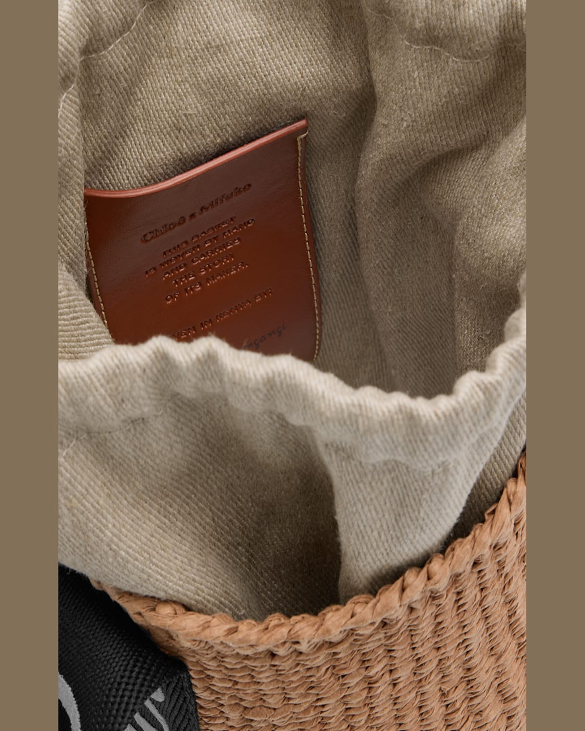 CHLOÉ WOODY SMALL MIFUKO BASKET BAG WITH LOGO WEBBING