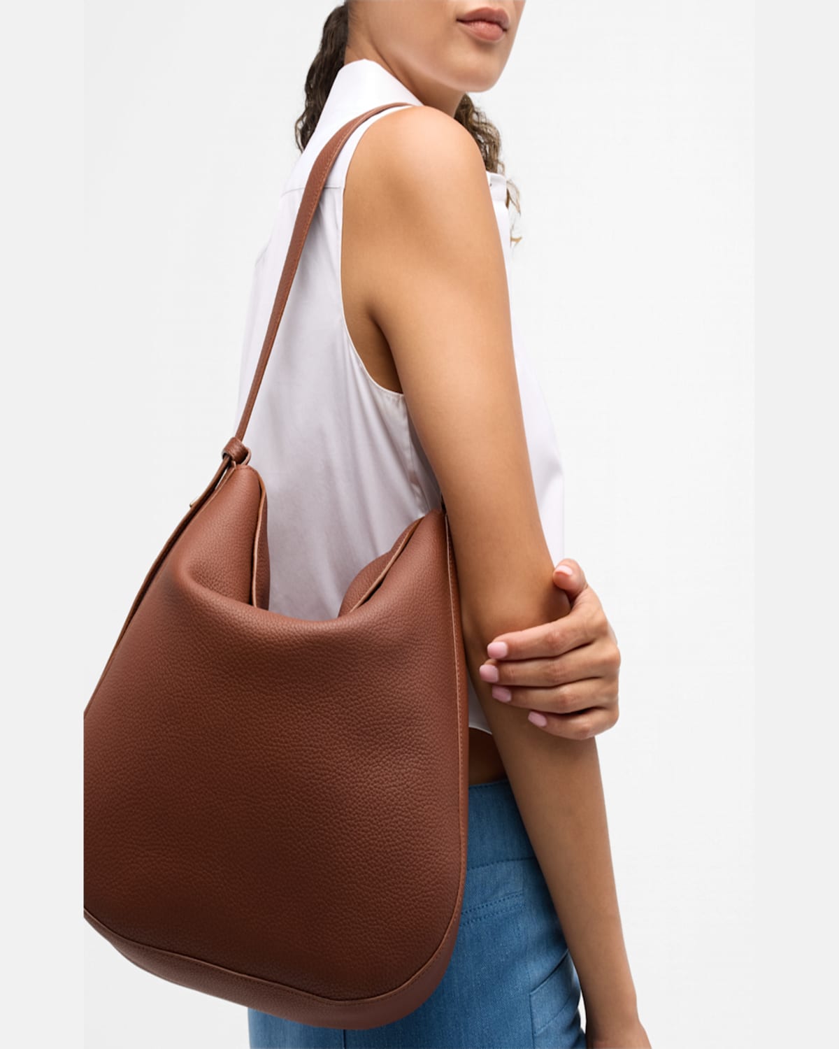 AKRIS ANNA MEDIUM LEATHER HOBO BAG 