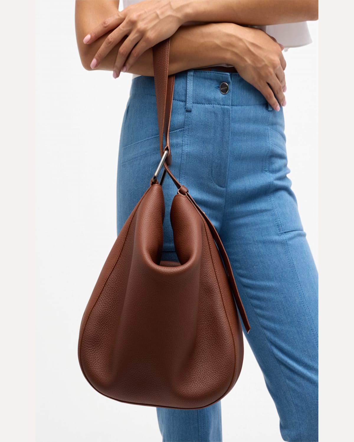 AKRIS ANNA MEDIUM LEATHER HOBO BAG 