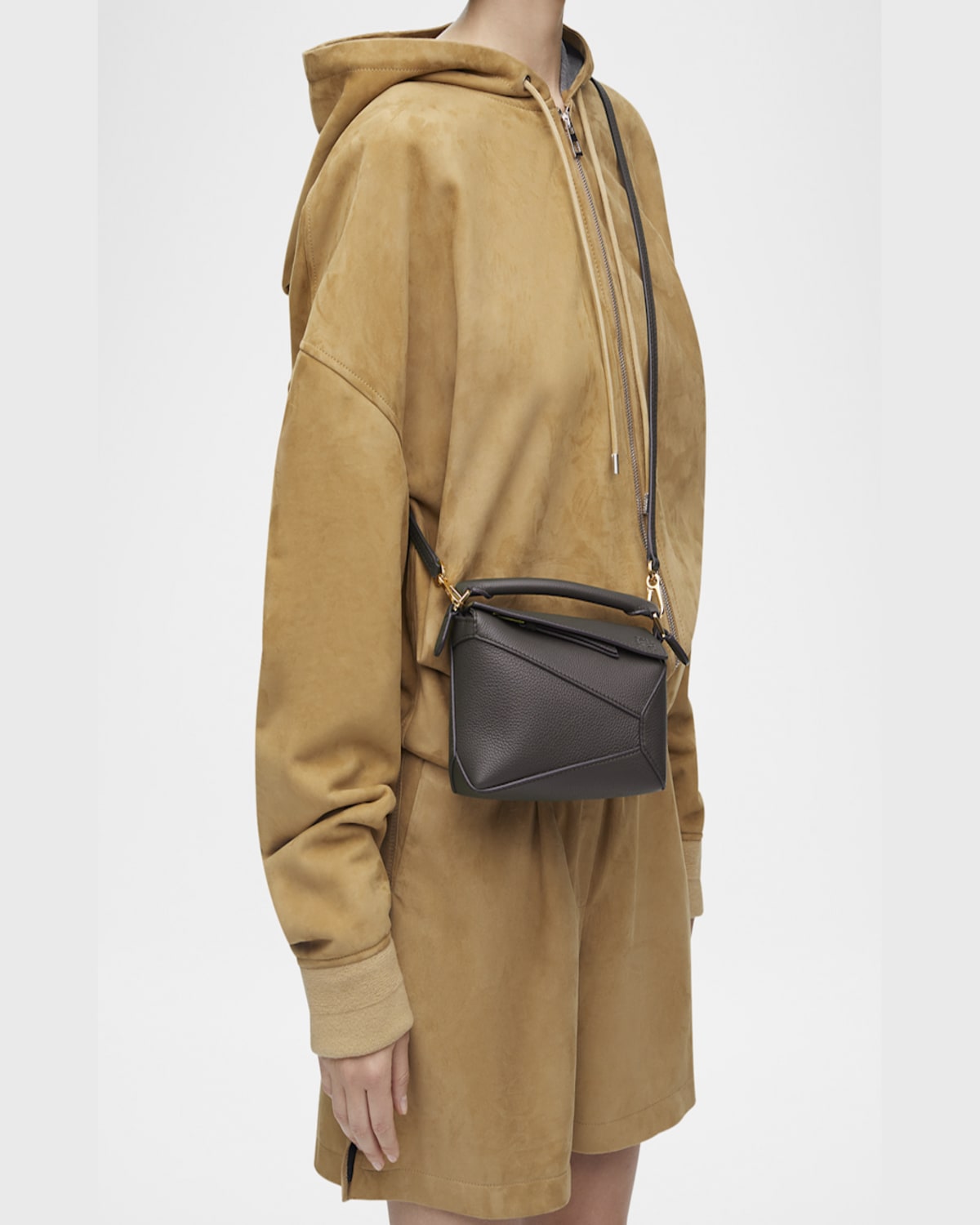 Loewe Puzzle Edge Mini Top-handle Bag In Grained Leather In 1220 Dark Grey