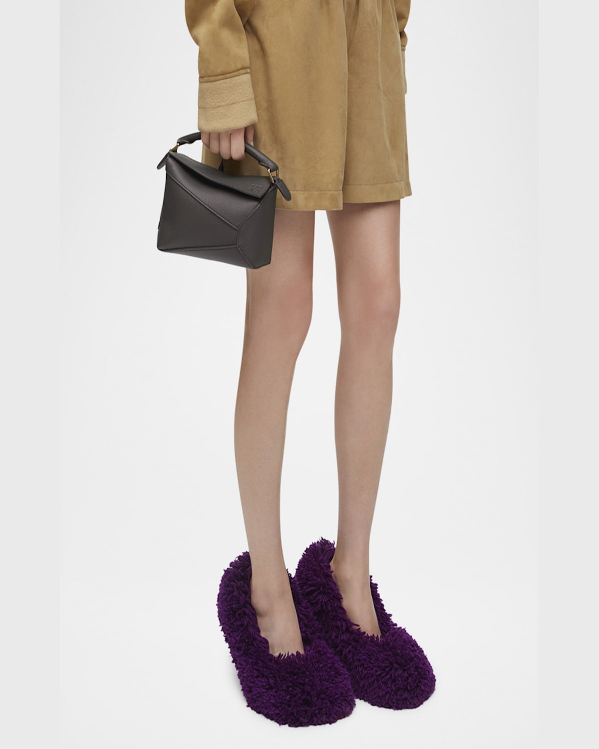Loewe Puzzle Edge Mini Top-handle Bag In Grained Leather In 1220 Dark Grey