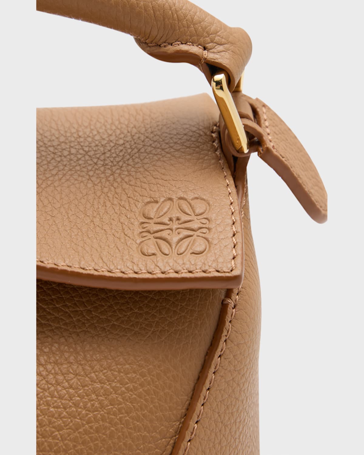 Loewe Puzzle Edge Mini Top-handle Bag In Grained Leather In 1220 Dark Grey