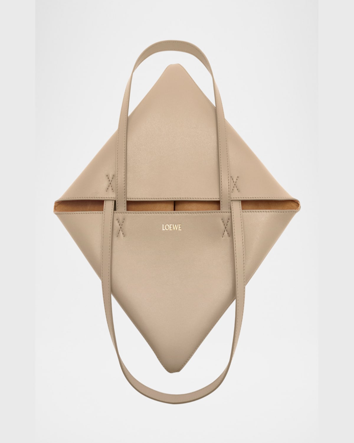 Shop Loewe Puzzle Fold Medium Tote Bag In Shiny Leather In 2150 Sand