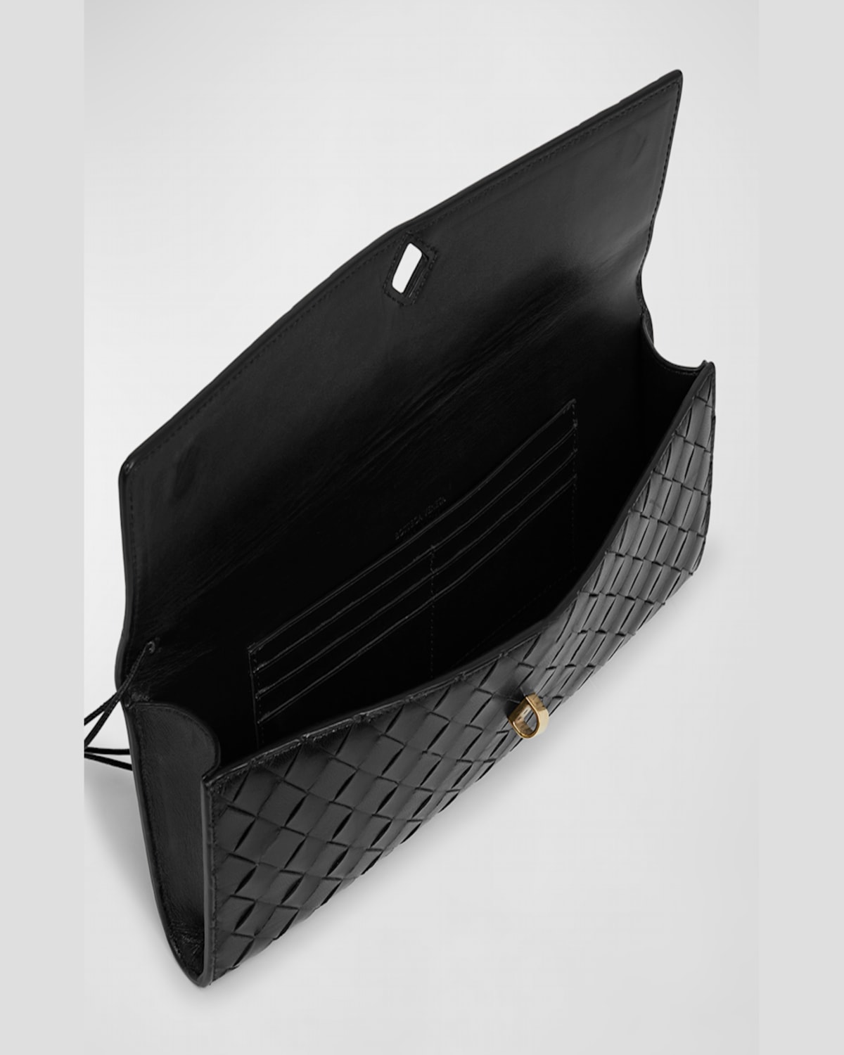 Bottega Veneta Long Andiamo Clutch Bag With Handle In Black