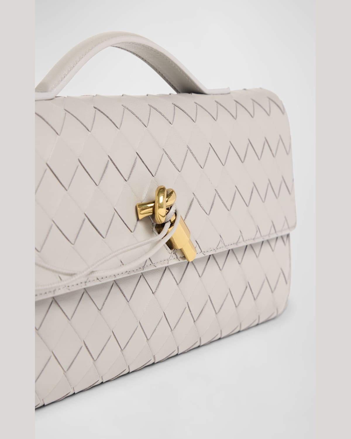 Bottega Veneta Long Andiamo Clutch Bag With Handle In Sterling