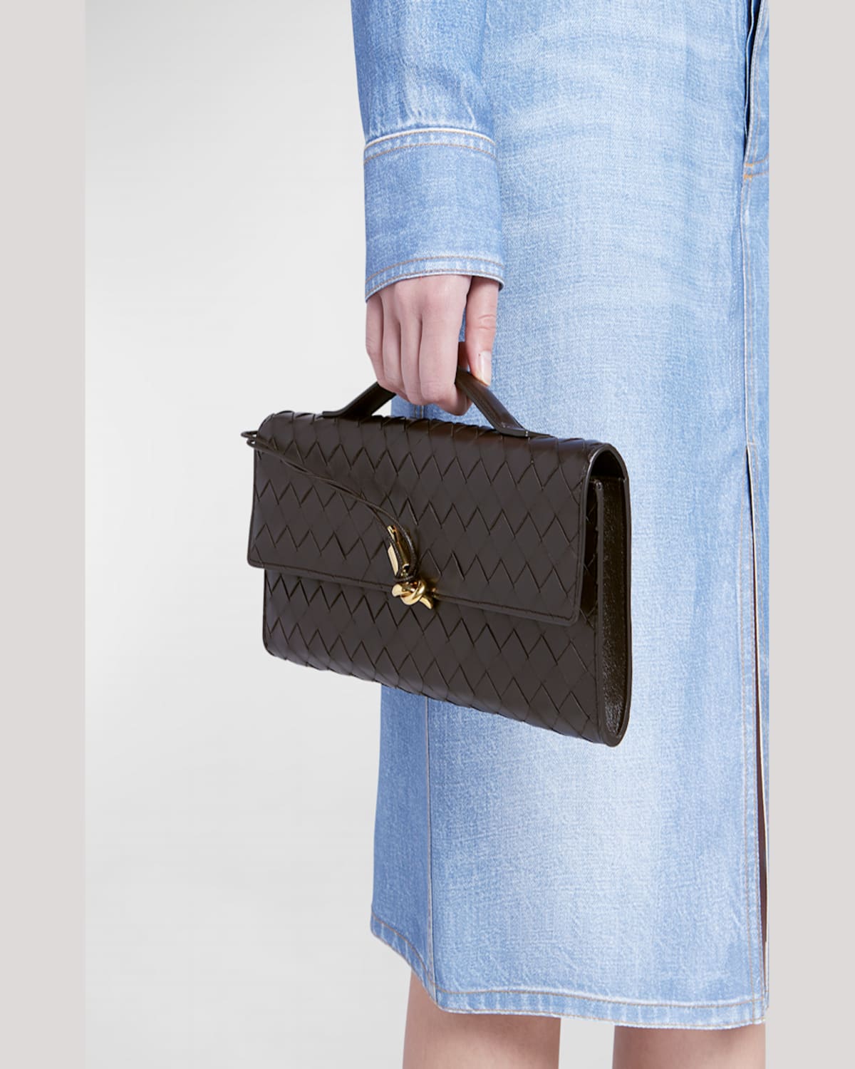 Bottega Veneta Long Andiamo Clutch Bag With Handle In Orange