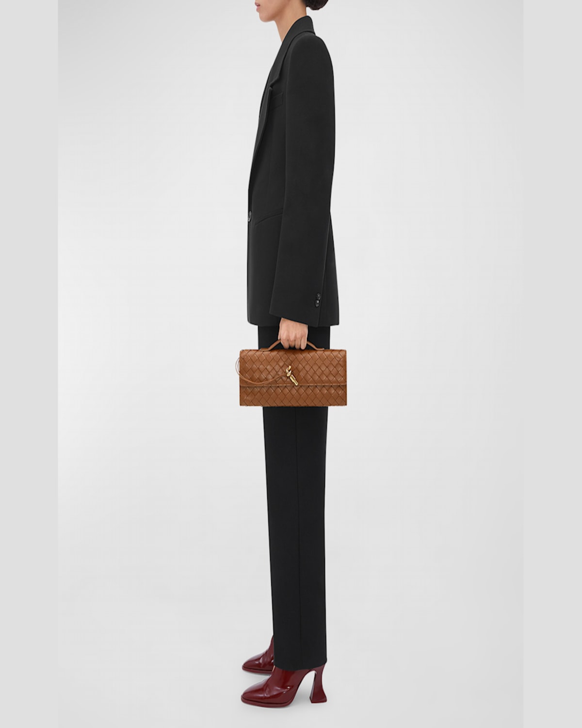 Bottega Veneta Long Andiamo Clutch Bag With Handle In Sea Salt