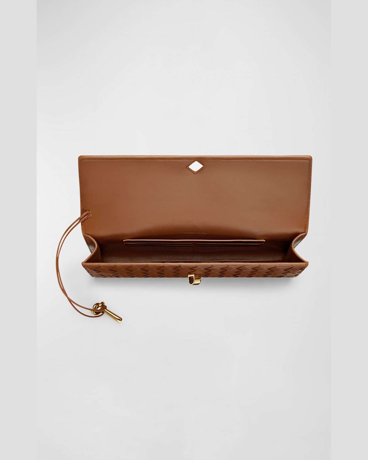 Bottega Veneta Long Andiamo Clutch Bag With Handle In Sea Salt