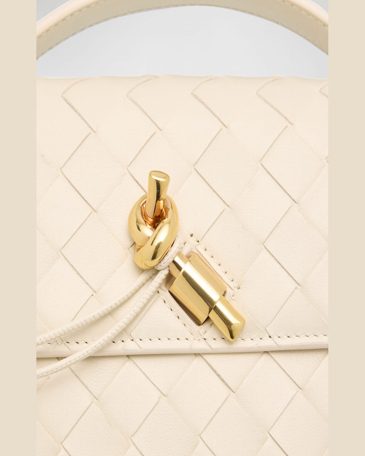 Bottega Veneta Long Andiamo Clutch Bag With Handle In Sea Salt