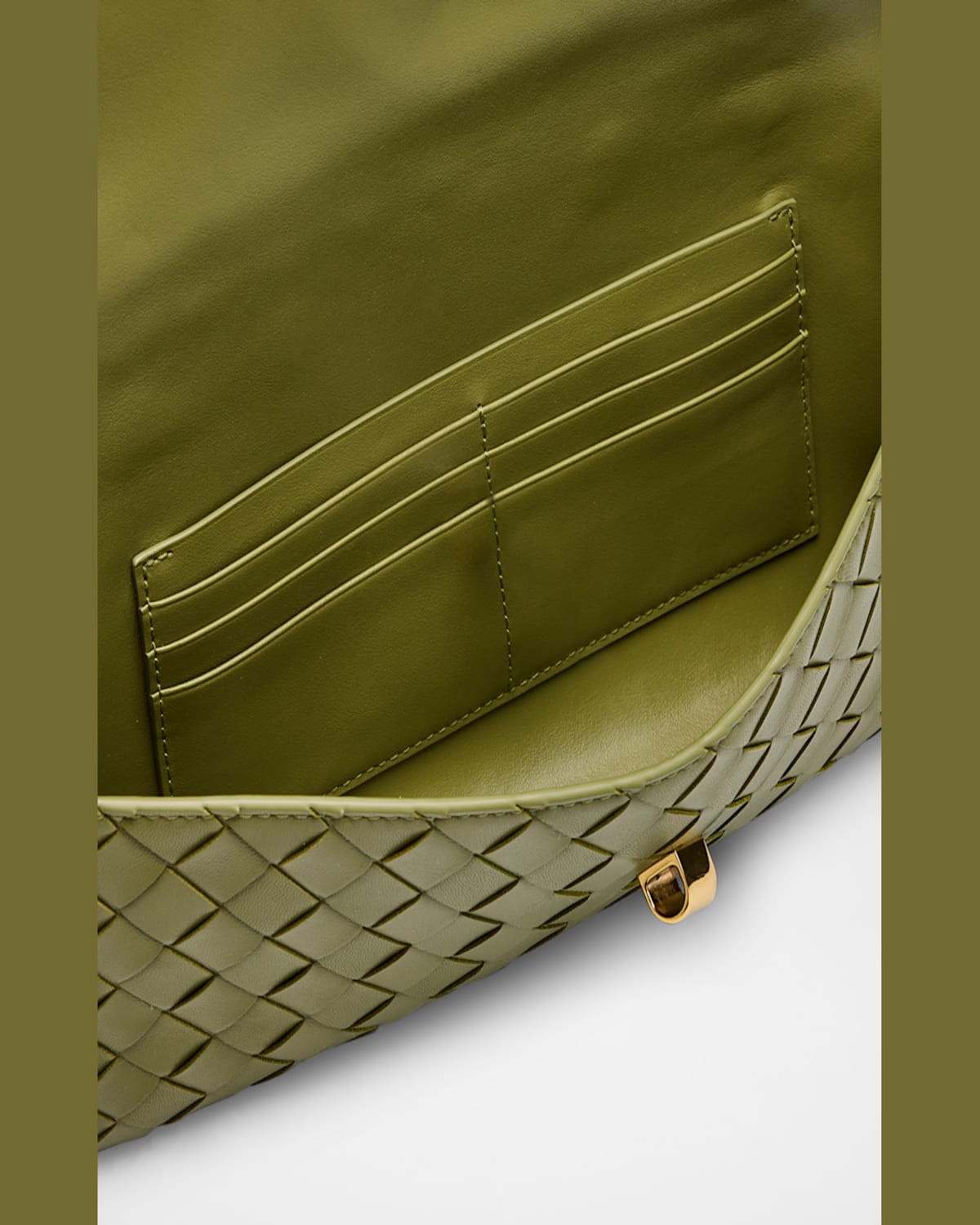 Bottega Veneta Long Andiamo Clutch Bag With Handle In Matcha