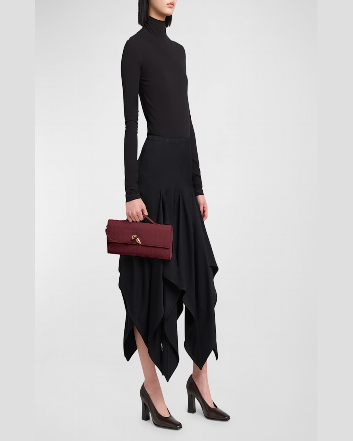 Bottega Veneta Long Andiamo Clutch Bag With Handle In Barolo