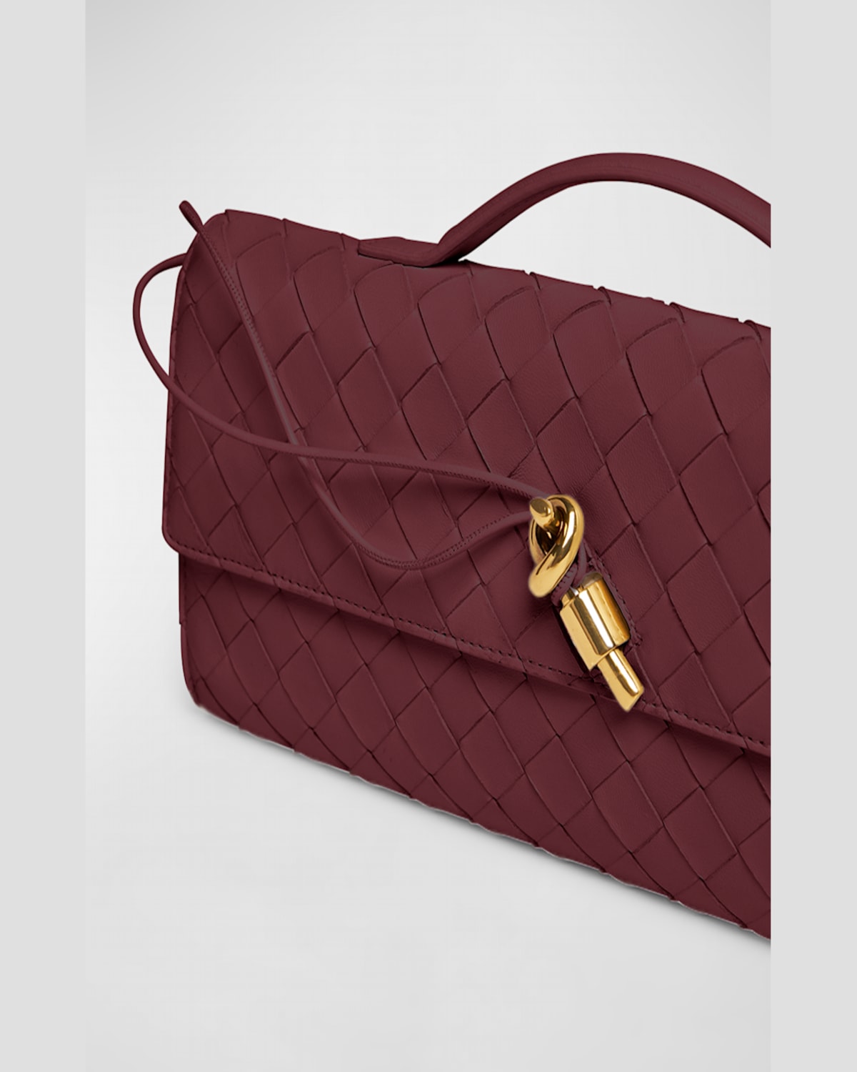 Bottega Veneta Long Andiamo Clutch Bag With Handle In Barolo