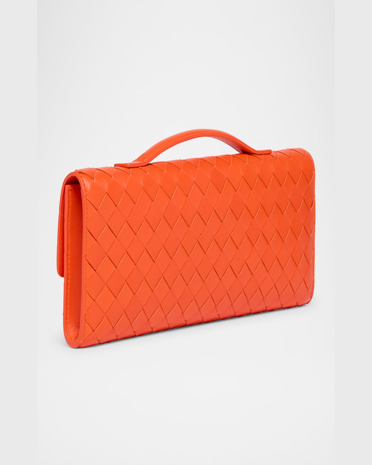 Bottega Veneta Long Andiamo Clutch Bag With Handle In Orange