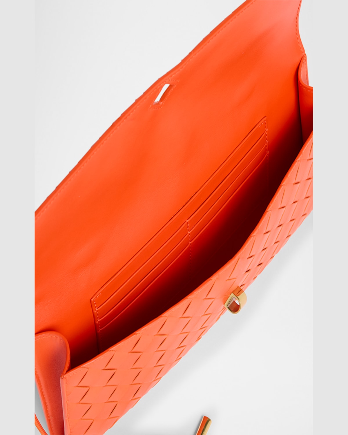 Bottega Veneta Long Andiamo Clutch Bag With Handle In Orange