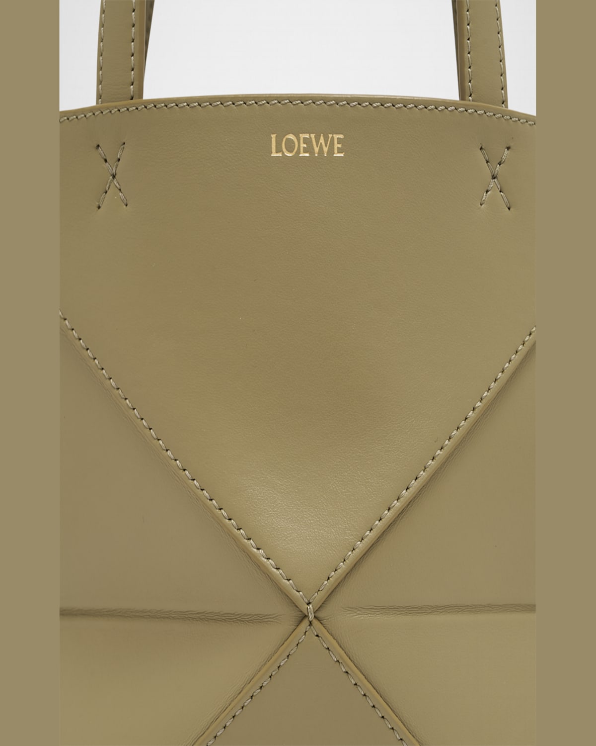 Shop Loewe Puzzle Fold Mini Tote Bag In Shiny Leather In Eucalyptus Green
