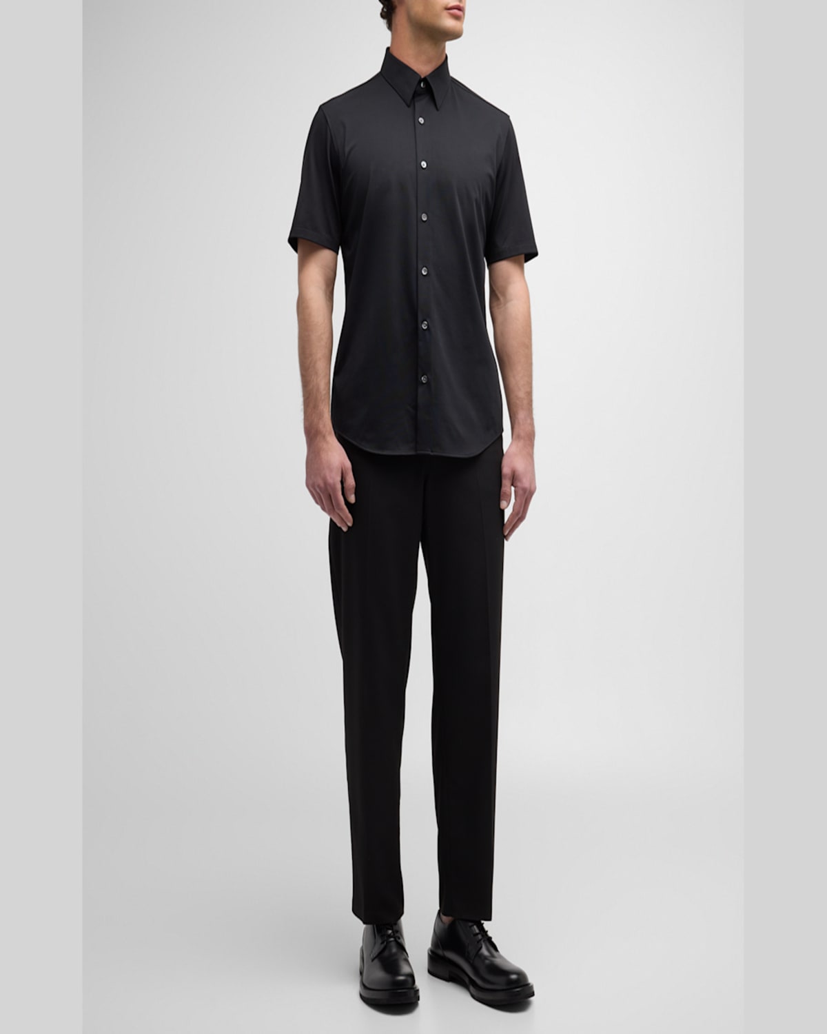 Theory Men's Irving Short Sleeve Shirt In Structure Knit In Eclipse